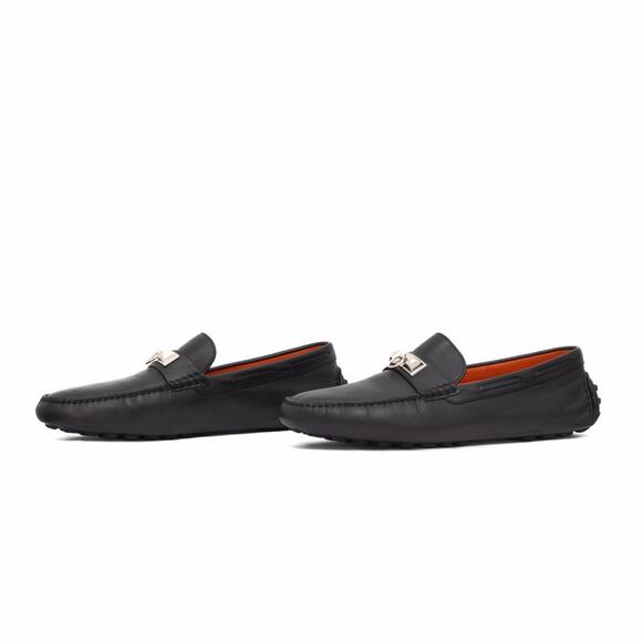 Hermes Men’s Black Leather Irving Collier de Chien Driving Loafers Size 43 US10 main image 7